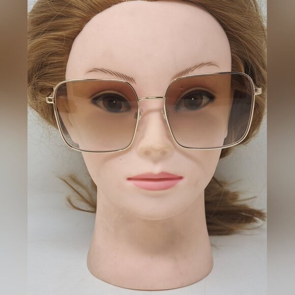 Burberry Sunglasses Gold Brown Gradient Oversized Square Check B3119 58-17-140 - Picture 7 of 14